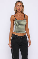 Just Let It Go Singlet Green/Plum Stripe
